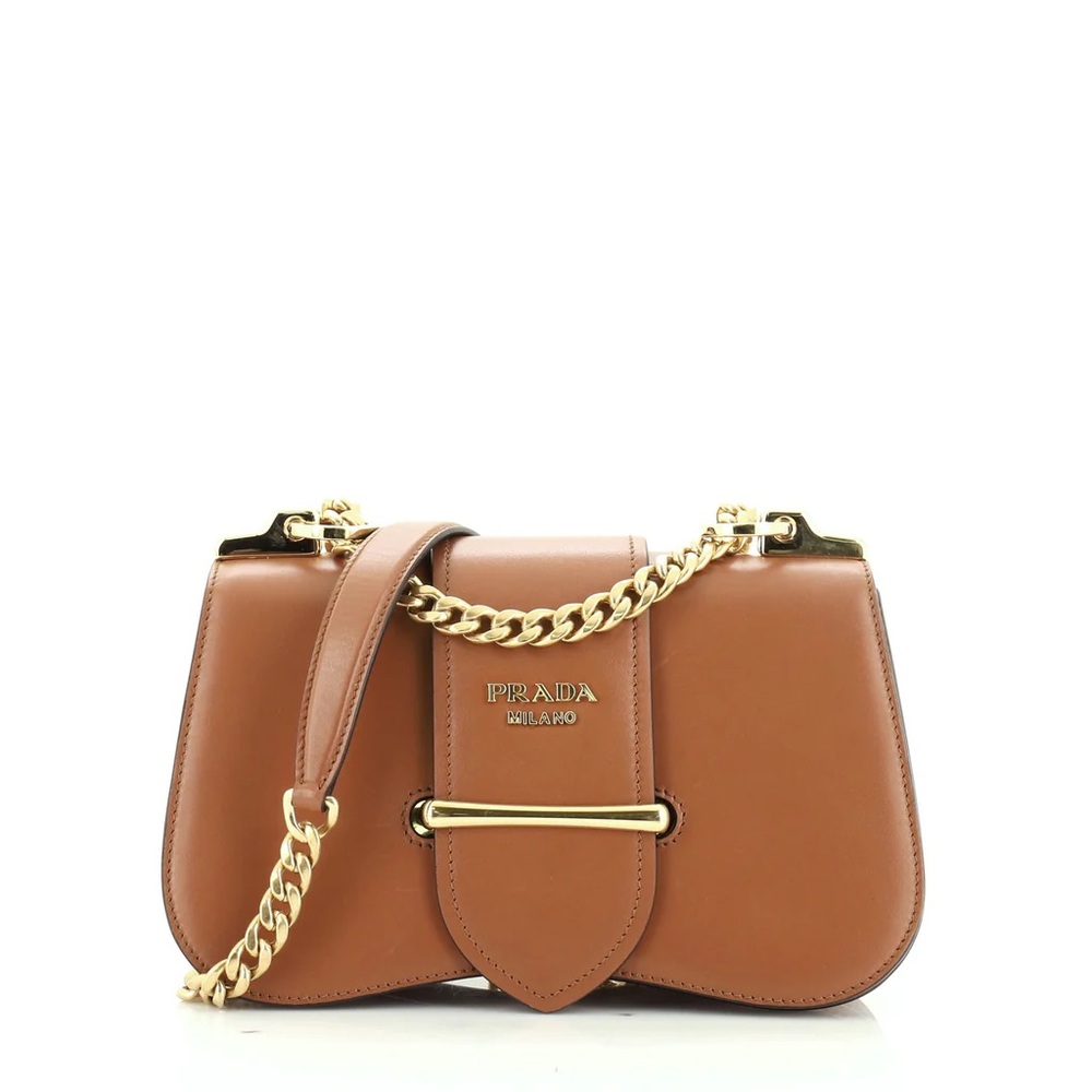 Prada Sidonie Leather Shoulder Bag with Gold Chain